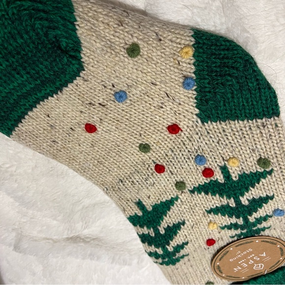 Pair of 2 Aspen Home Boho PomPom Bohemian Knit Christmas Stocking 21” NWT - Picture 7 of 8